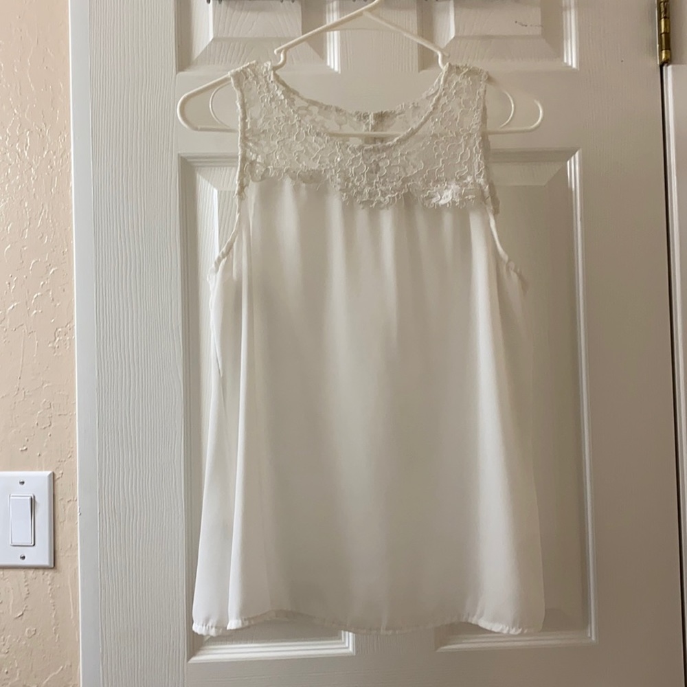White lacy button up (buttons in the back) blouse